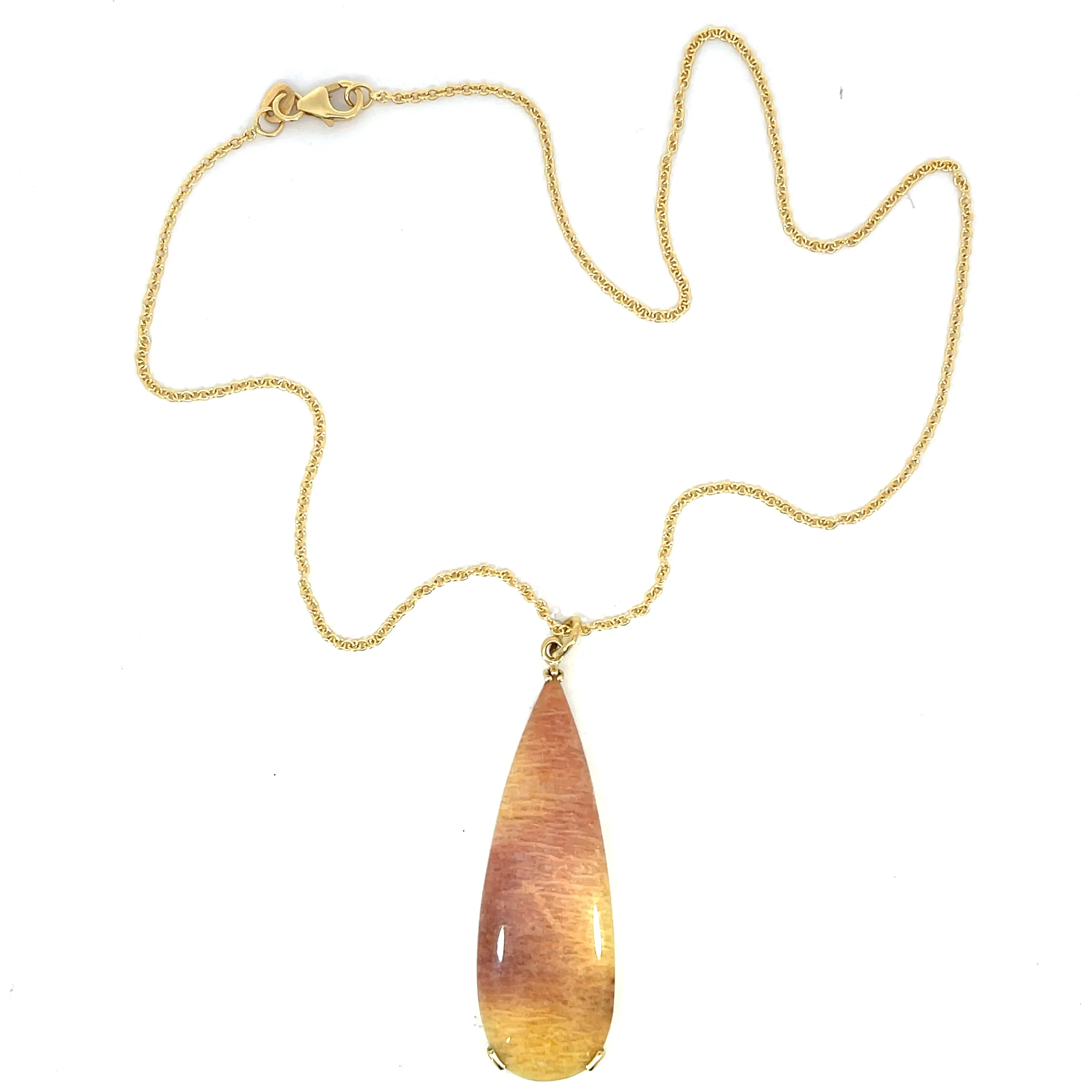 18k Yellow Gold Pendant with Pink and Yellow Quartz