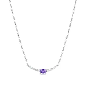 18kt White Gold Purple Sapphire and Diamond Crescent Necklace