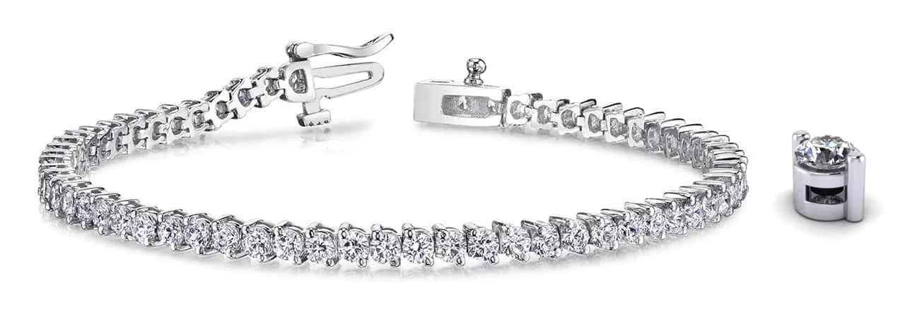 2 Prong Set Round Lab-Grown Diamond Tennis Bracelet with 2.00 ct.(finished) 1.9mm