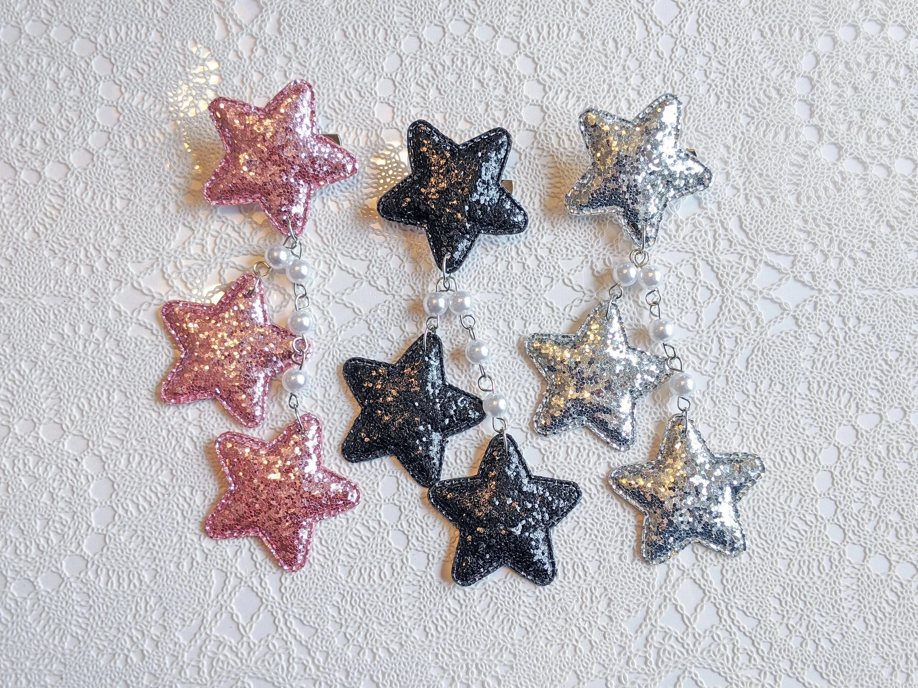 2-Way Glitter Star Clips (3 Colors)