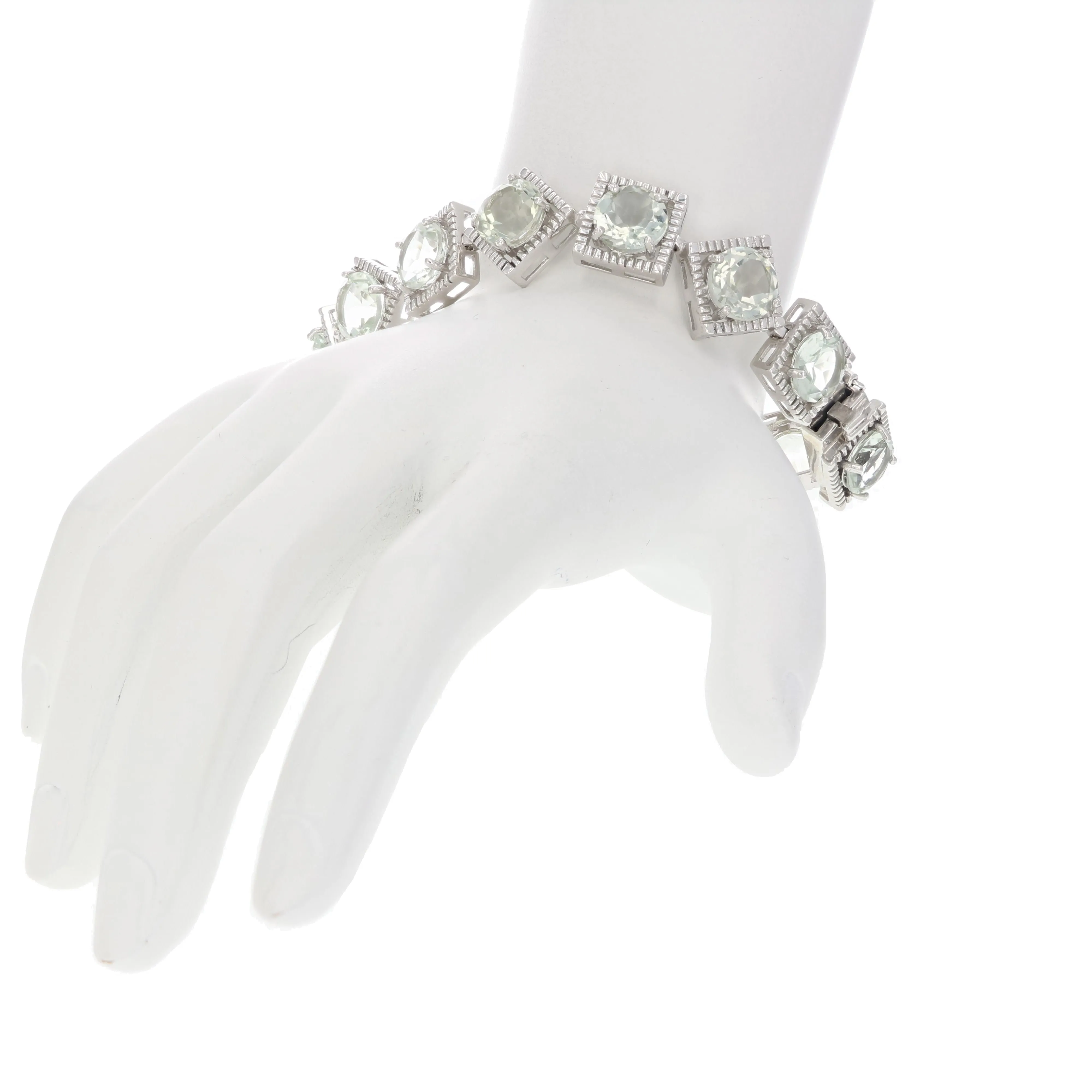 21.50 cttw Green Amethyst Bracelet .925 Sterling Silver