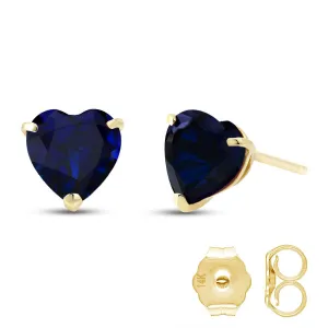 3.1 Carat 14K Solid Yellow Gold Stud Earrings Natural Heart Sapphire