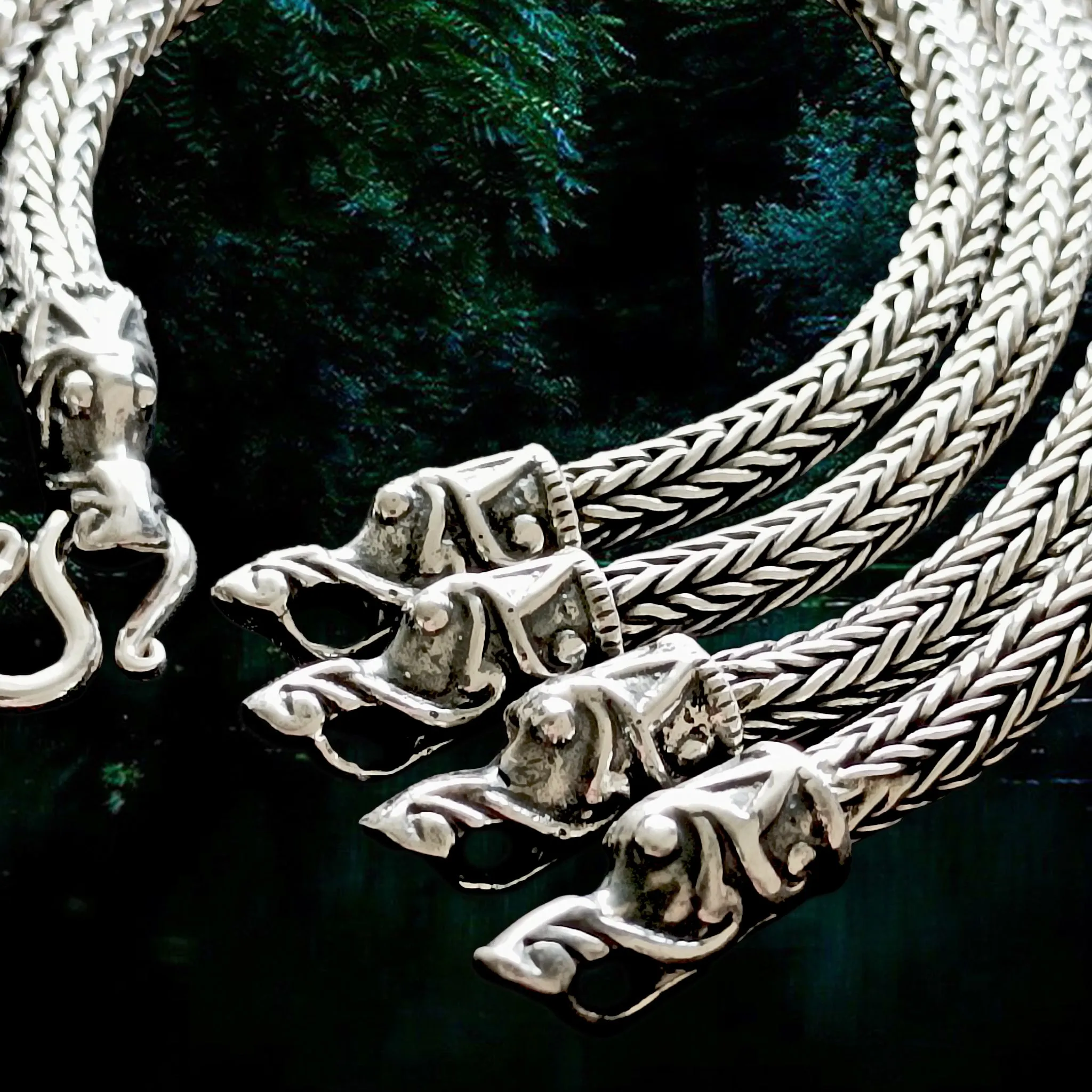 5mm Silver Snake Bracelet With Gotlandic Dragon Heads