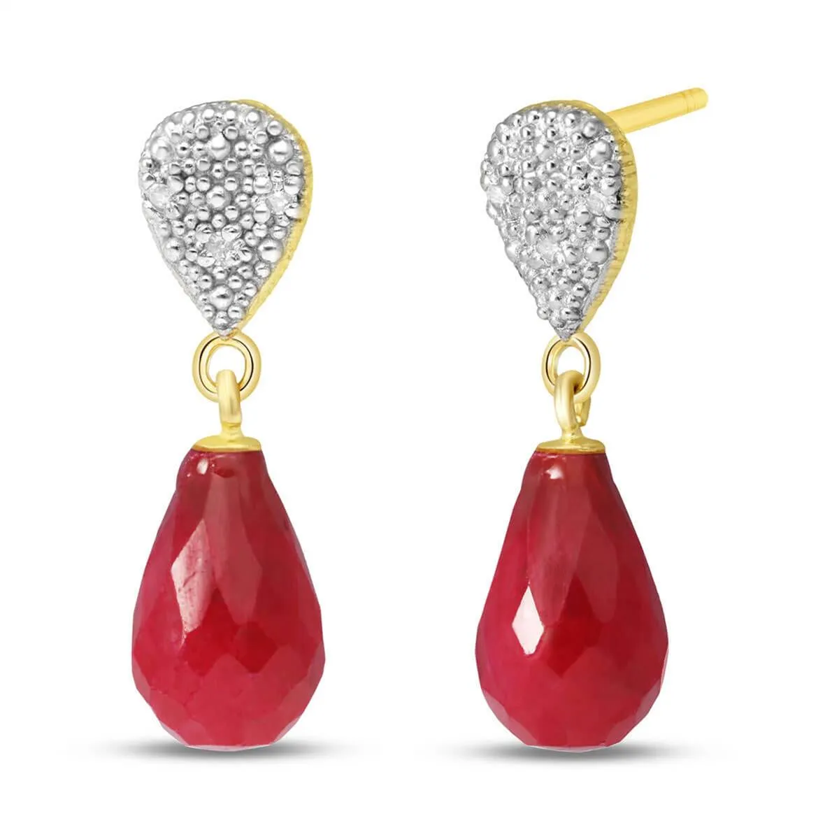 6.63 Carat 14K Solid Yellow Gold Splendid Ruby Diamond Earrings