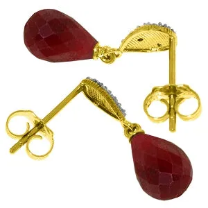 6.63 Carat 14K Solid Yellow Gold Splendid Ruby Diamond Earrings