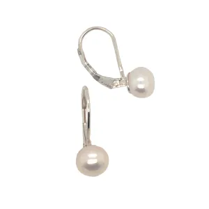 7-7.5mm Freshwater Pearl Leverback Sterling Silver Earrings