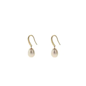 9 Carat Gold CZ Pearl Drop Earrings, Gold