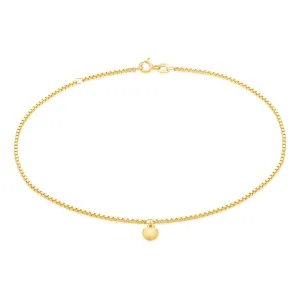 9ct Yellow Gold Silver Filled 27cm Heart Drop Anklet