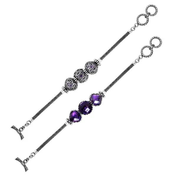 AB-6148-AM Sterling Silver Bracelet With Amethyst Q.