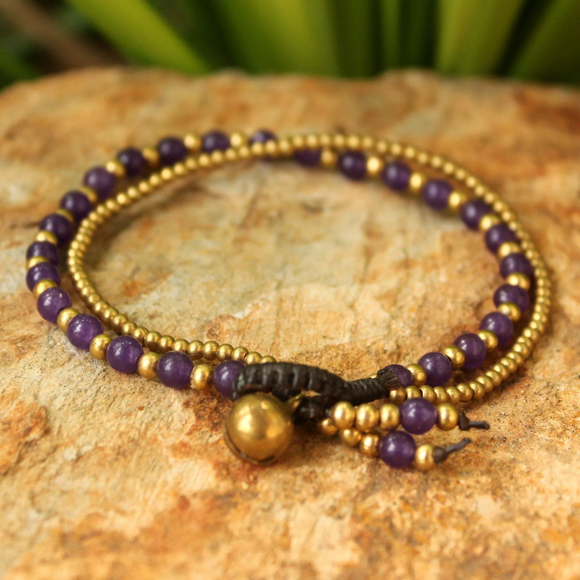 Amethyst & Brass Beaded Bracelet