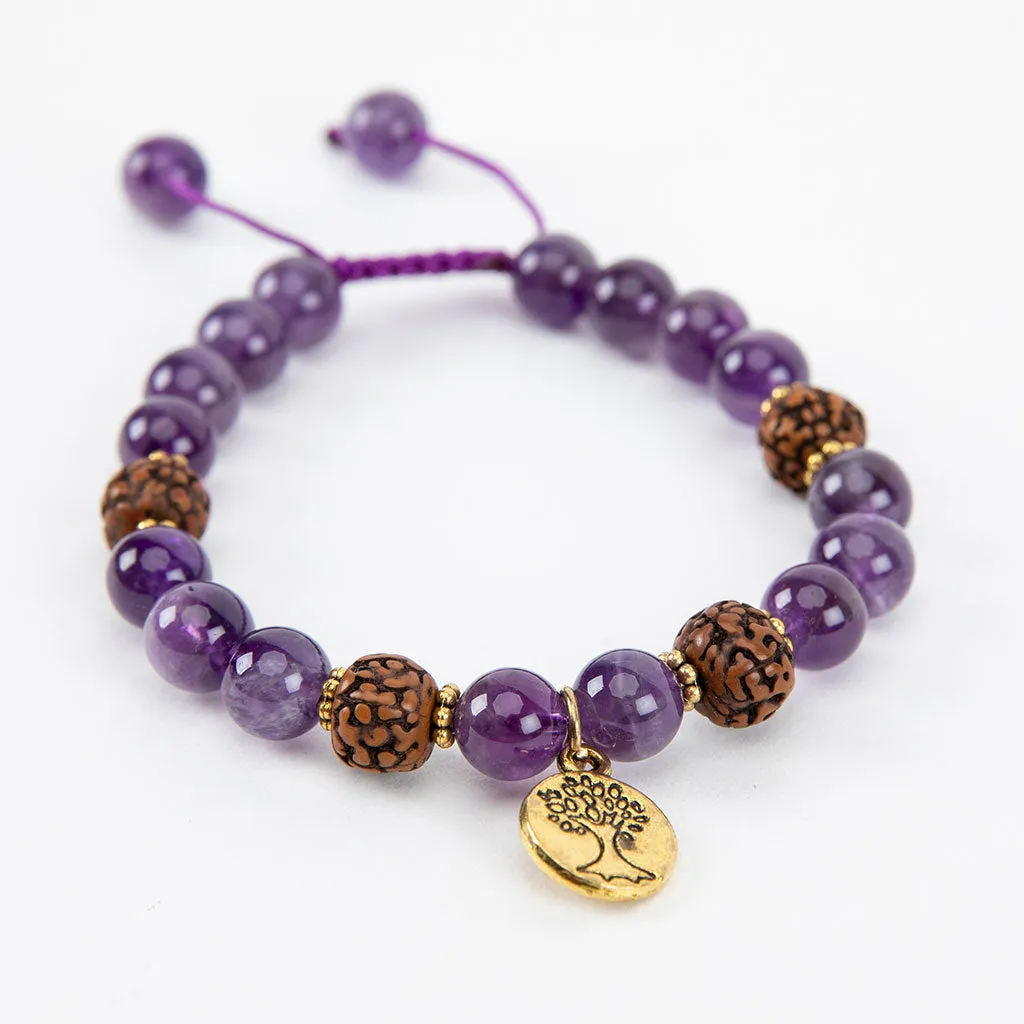 Amethyst & Gold Tree of Life Bracelet