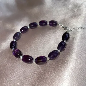 Amethyst and Freshwater Pearl Sterling Silver Bracelet