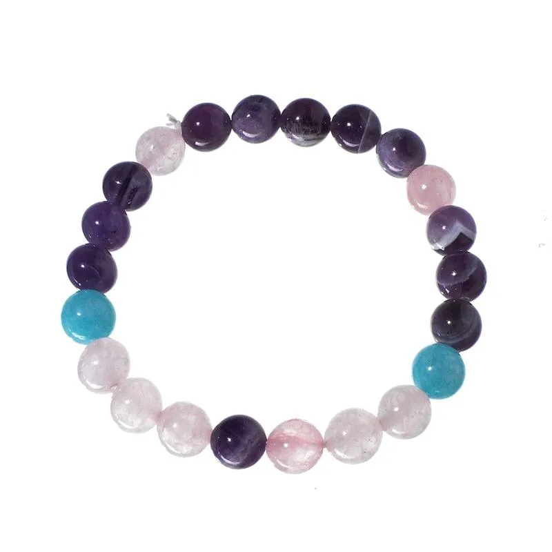 Amethyst Rose Quartz Beaded Necklace & Bracelet