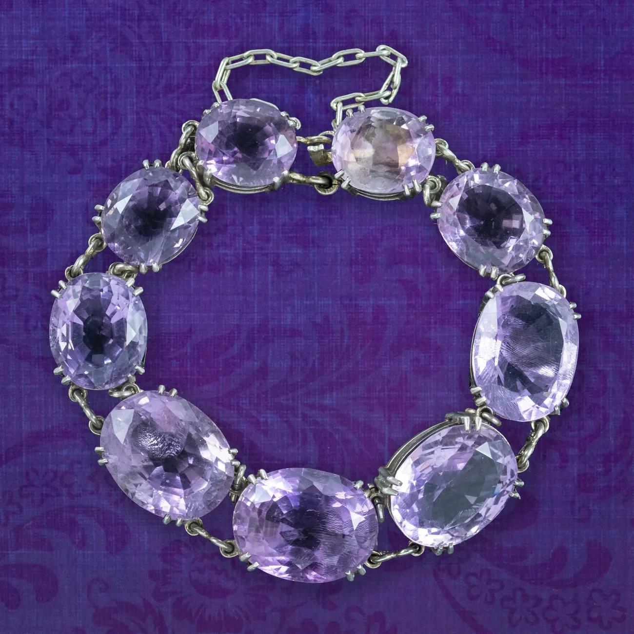 Antique Victorian Chunky Amethyst Bracelet Silver