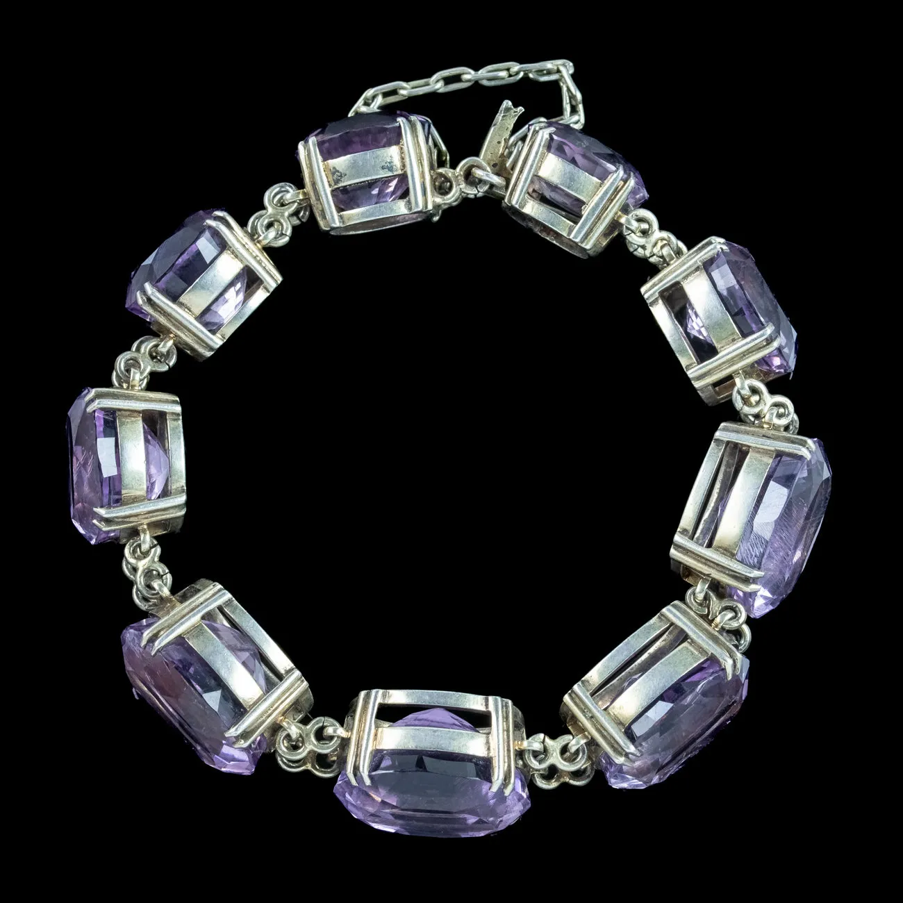 Antique Victorian Chunky Amethyst Bracelet Silver