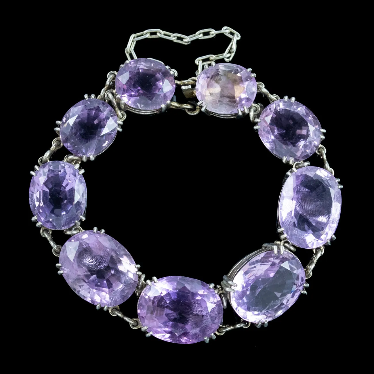 Antique Victorian Chunky Amethyst Bracelet Silver