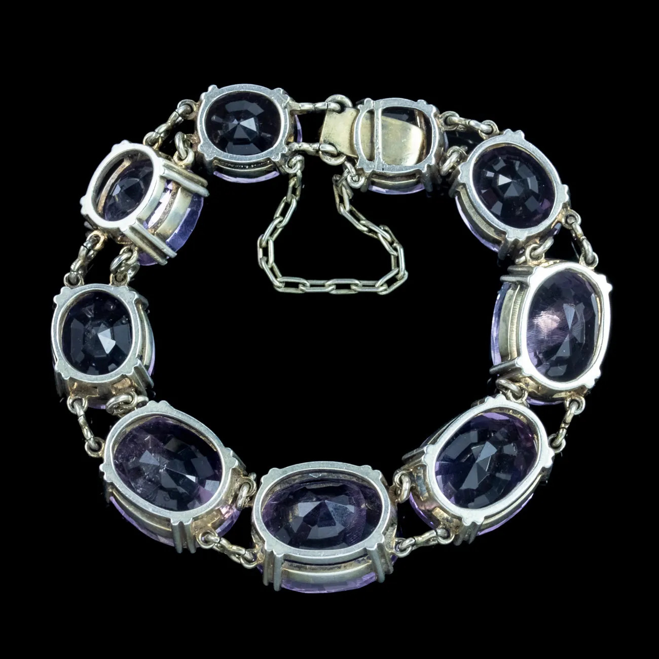 Antique Victorian Chunky Amethyst Bracelet Silver