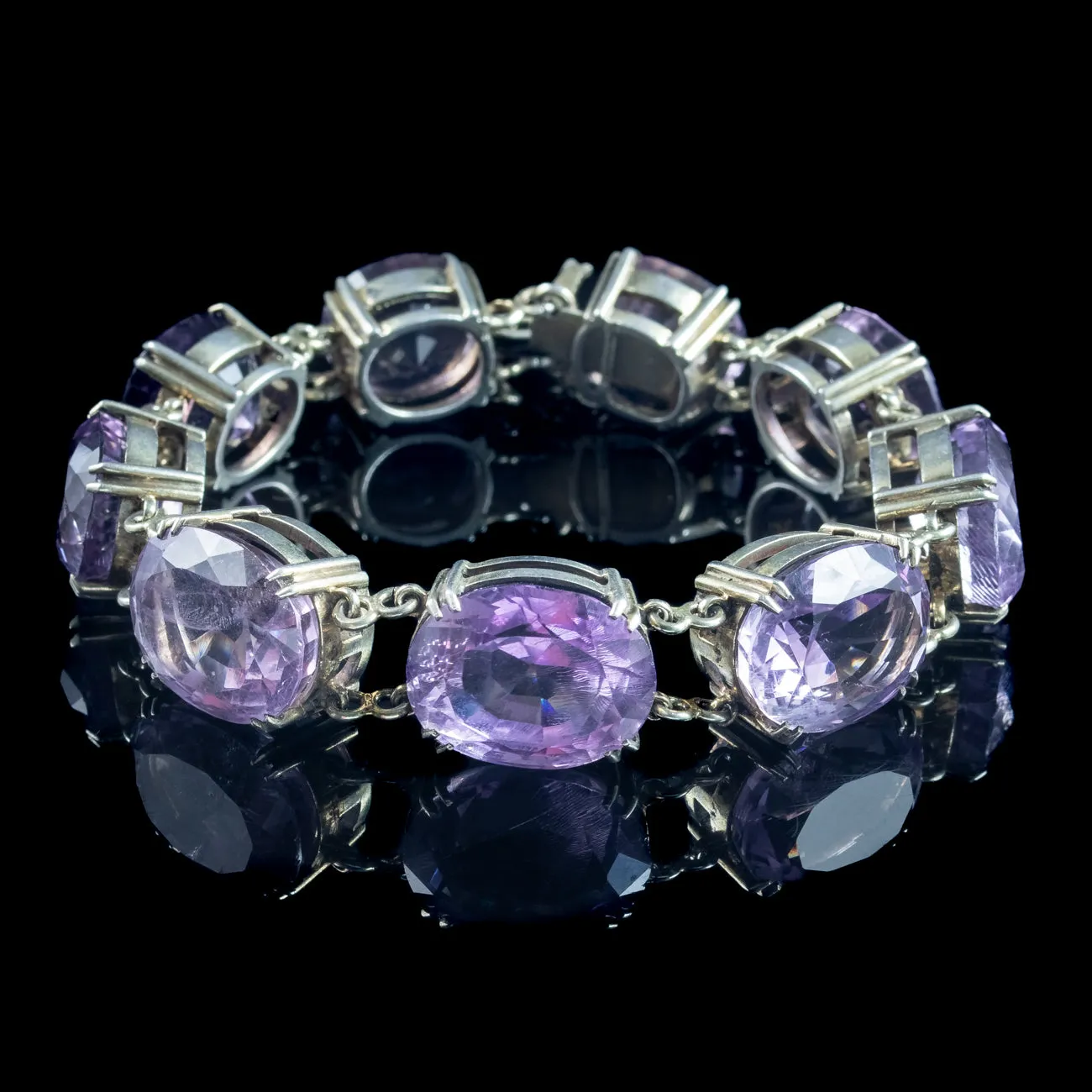 Antique Victorian Chunky Amethyst Bracelet Silver