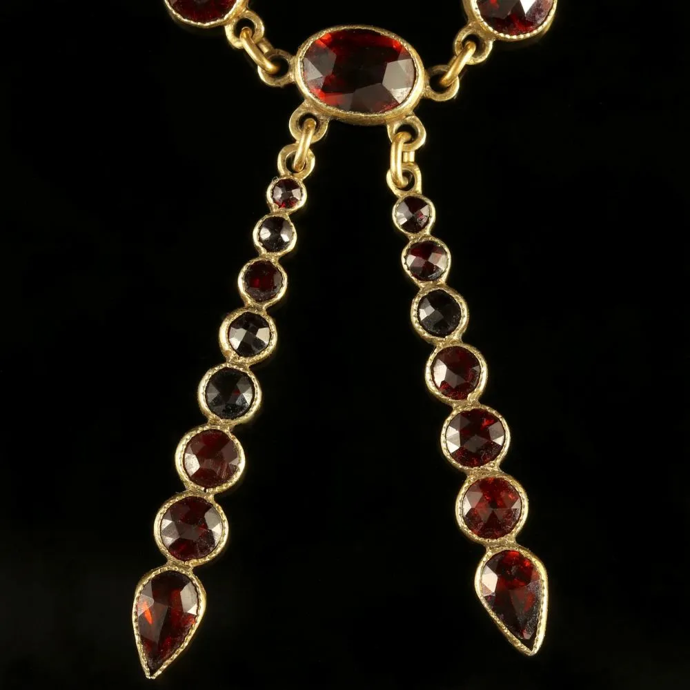 Antique Victorian Garnet Necklace Circa 1880 Bohemian Garnets