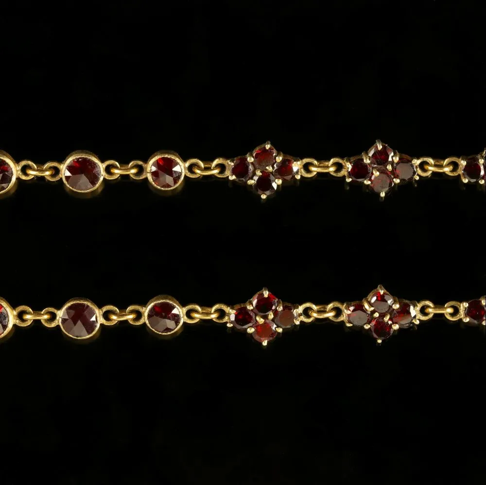 Antique Victorian Garnet Necklace Circa 1880 Bohemian Garnets