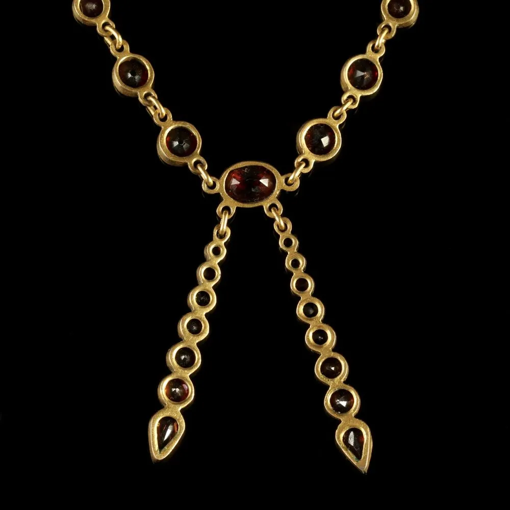 Antique Victorian Garnet Necklace Circa 1880 Bohemian Garnets