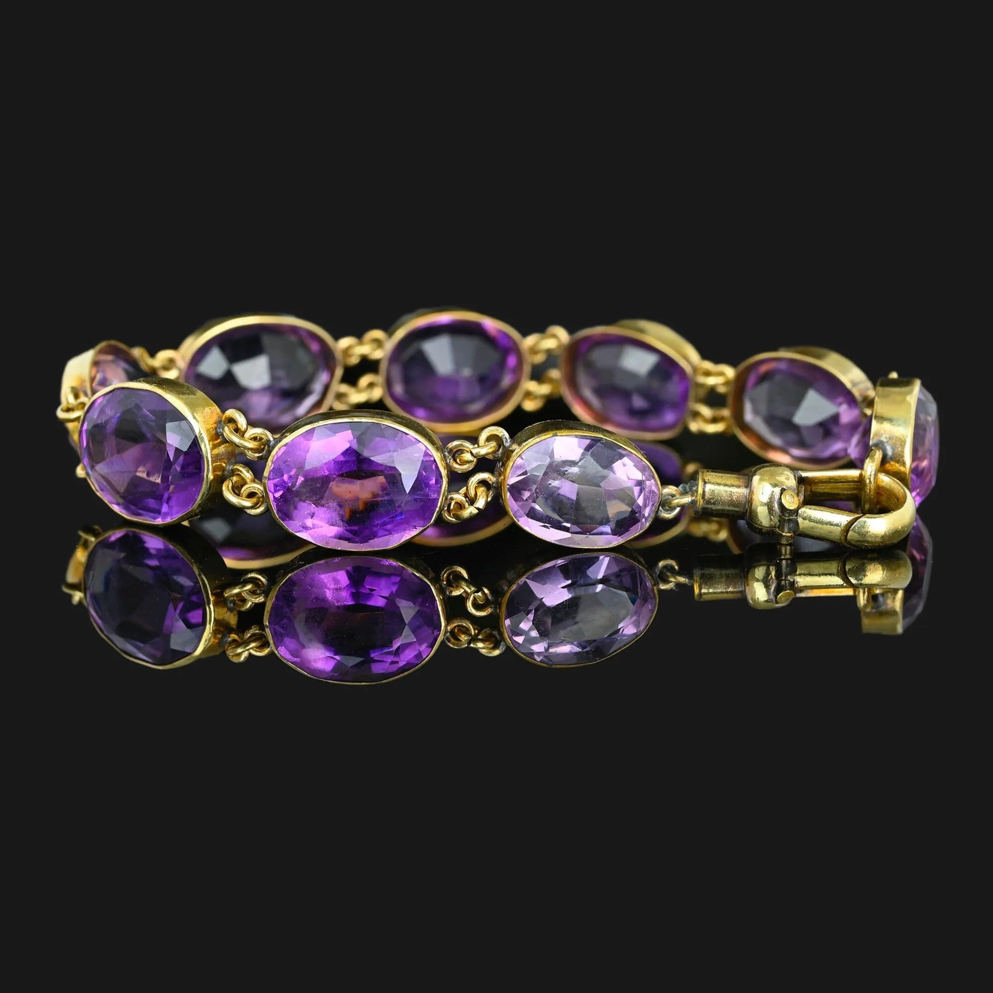 Antique Victorian Old Cut Natural Amethyst Bracelet