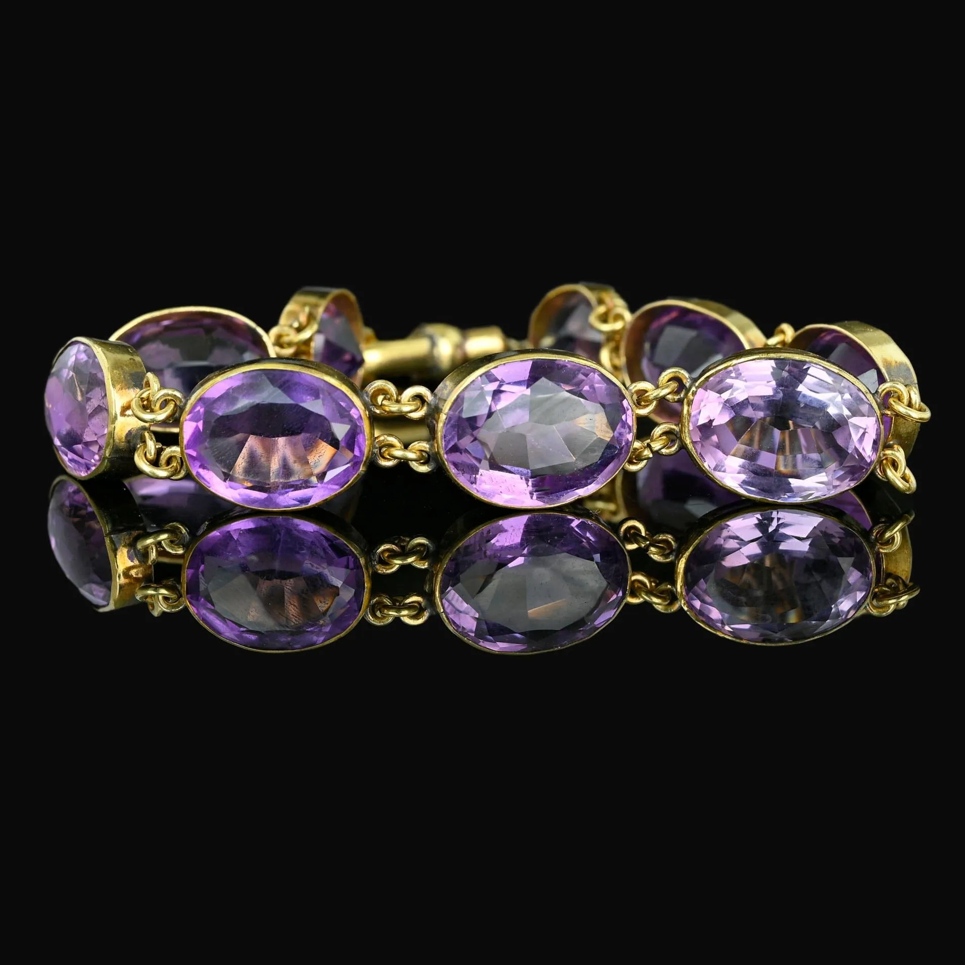 Antique Victorian Old Cut Natural Amethyst Bracelet