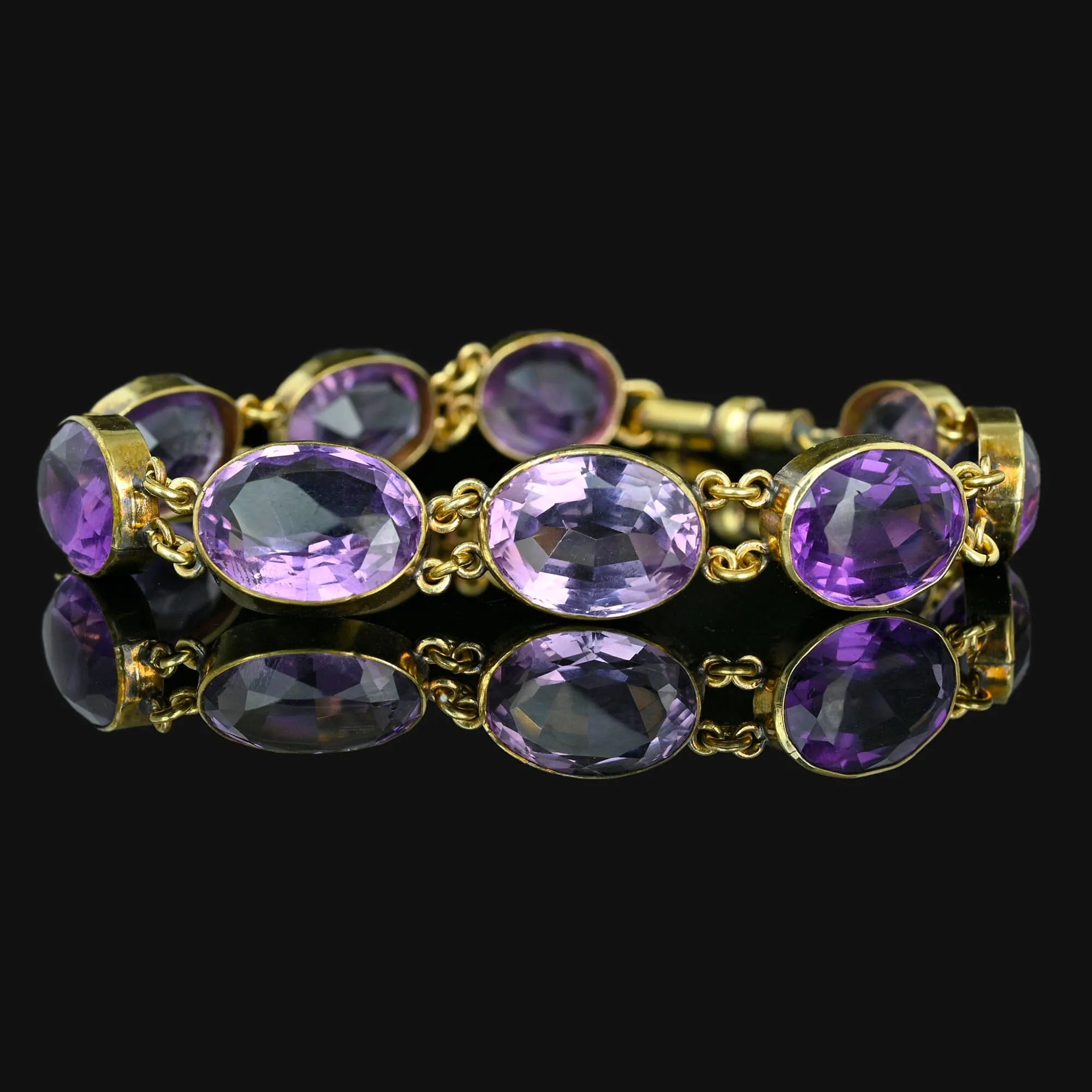 Antique Victorian Old Cut Natural Amethyst Bracelet