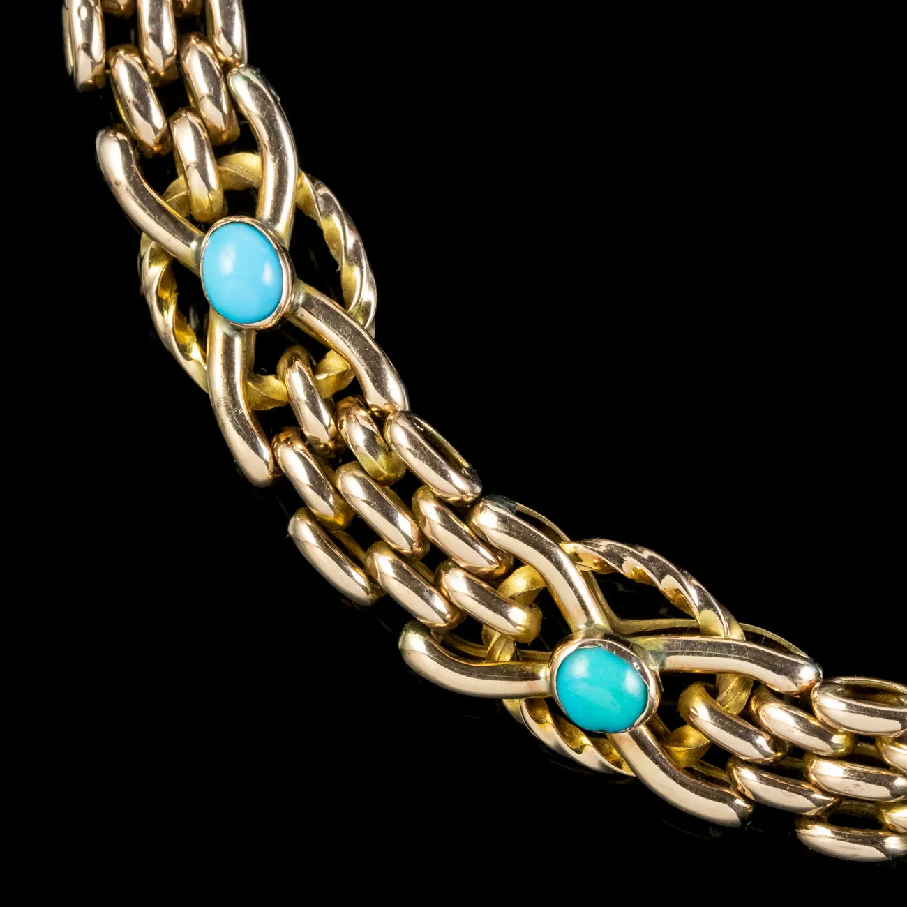 Antique Victorian Turquoise Bracelet 9ct Gold Circa 1900