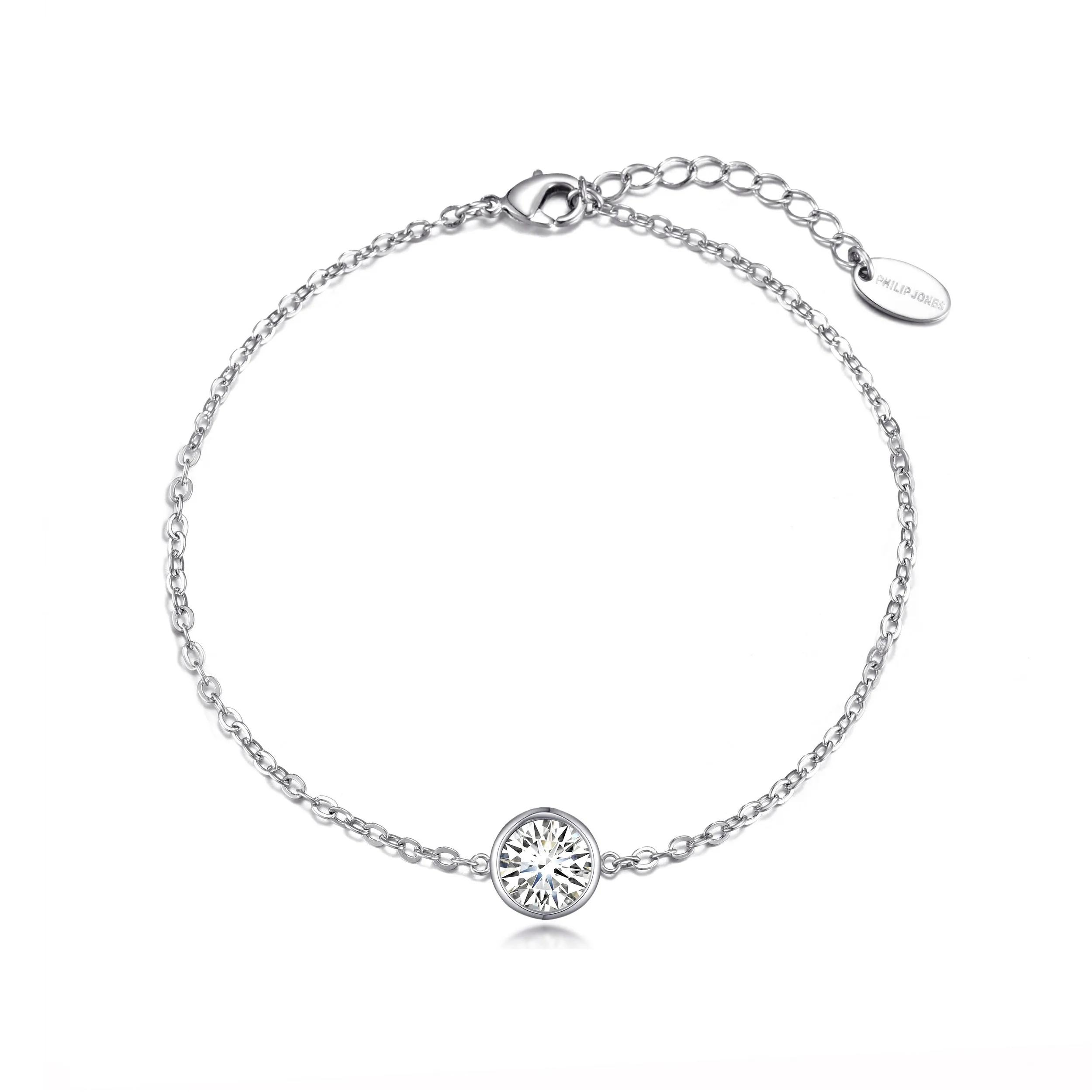 April (Diamond) Birthstone Anklet Created with Zircondia® Crystals