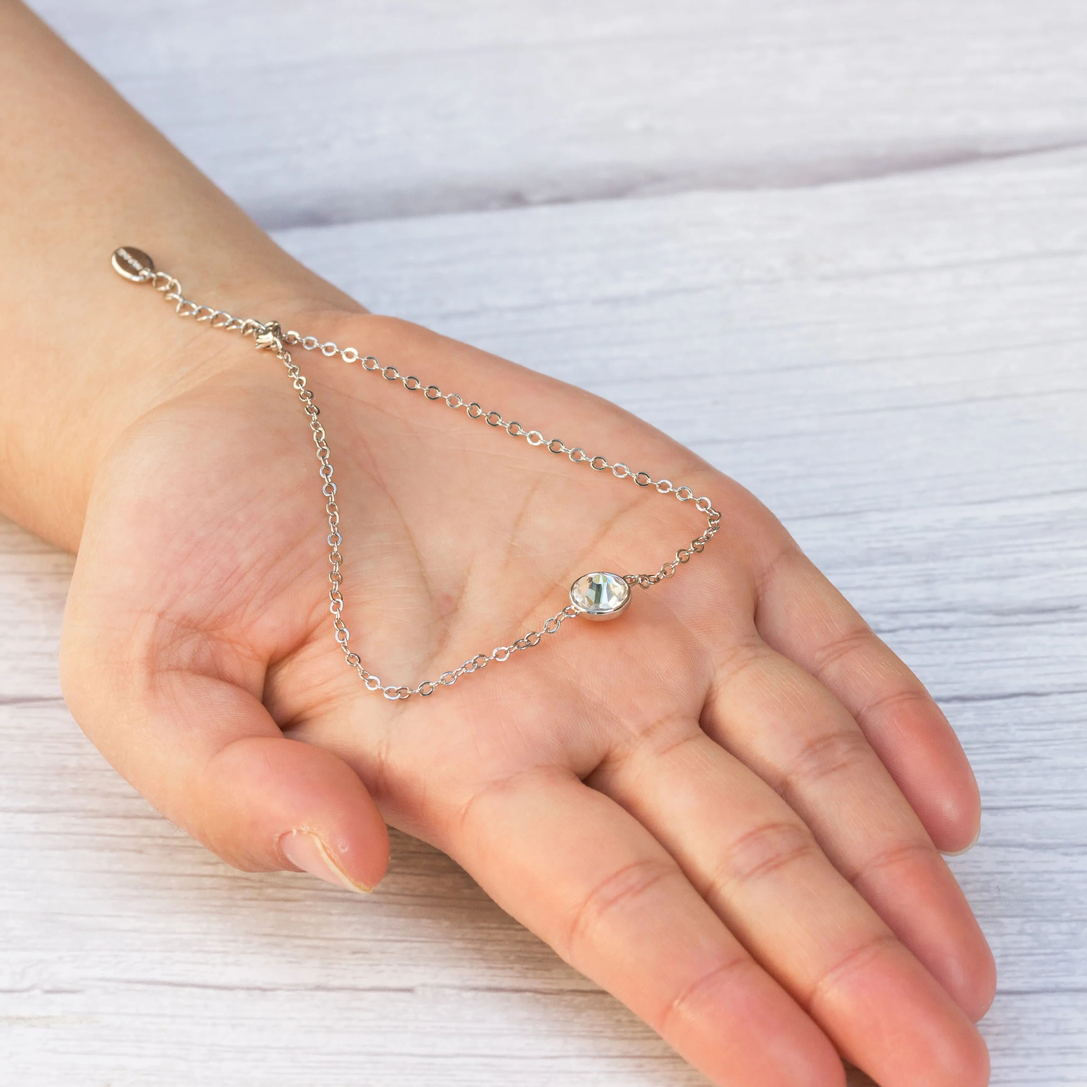 April (Diamond) Birthstone Anklet Created with Zircondia® Crystals