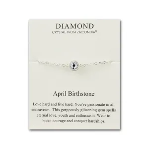 April (Diamond) Birthstone Anklet Created with Zircondia® Crystals