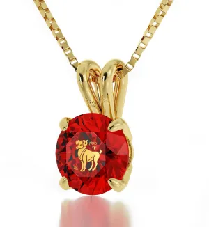 Aries Sign, 14k Gold Necklace, Swarovski