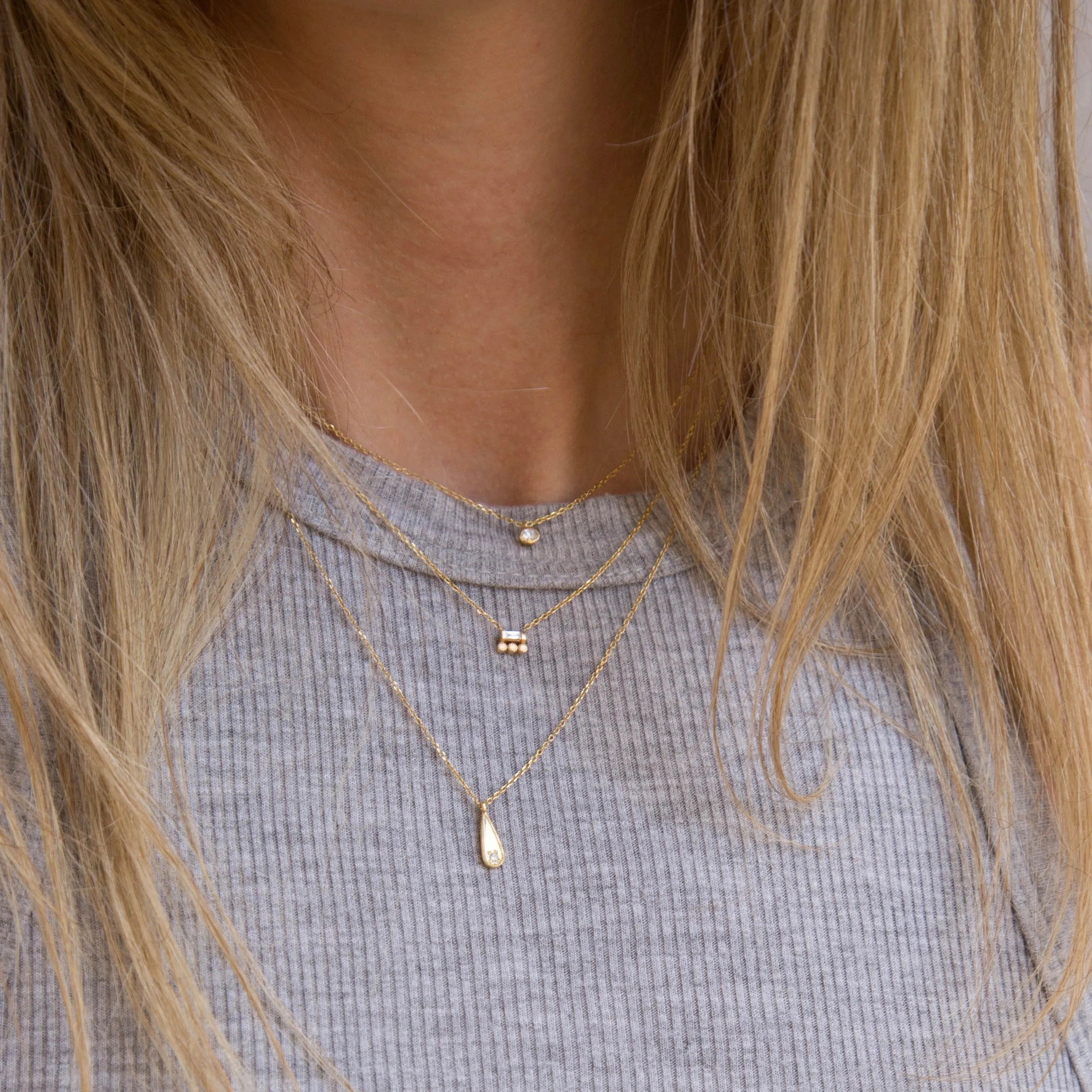 Baguette 3 Dot Necklace (ready to ship option)*