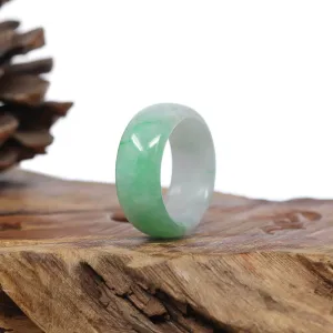 Baikalla Genuine Burmese Green Jadeite Jade Bend Men's Ring