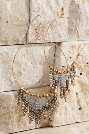 Beaded Tassel Chandelier Earrings