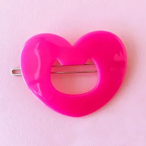 BECKY HELMS CAT HEART HAIR CLIP BRIGHT PINK