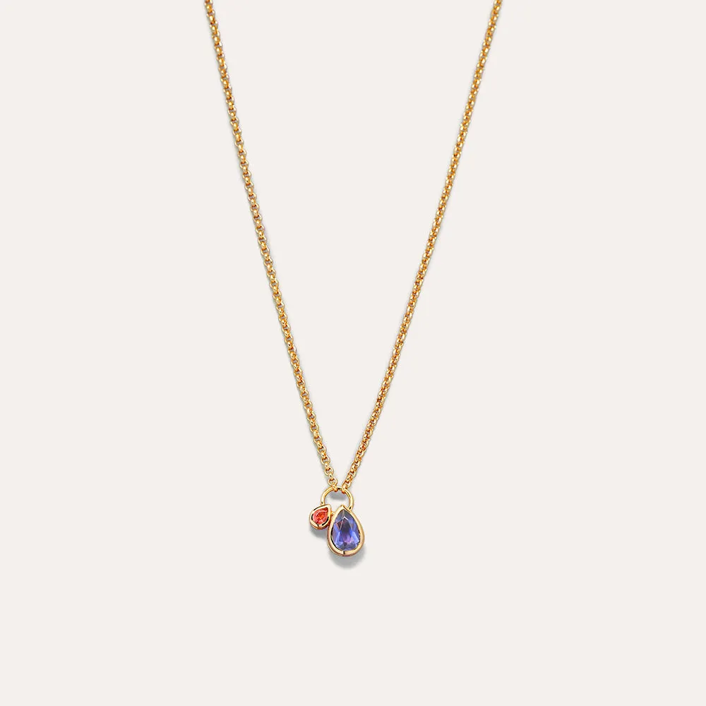 Belong Garnet Iolite Necklace in 14kt Gold Over Sterling Silver