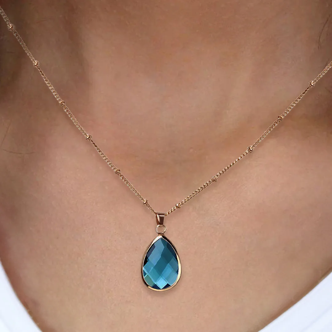 Birthstone Drop Pendant Necklace