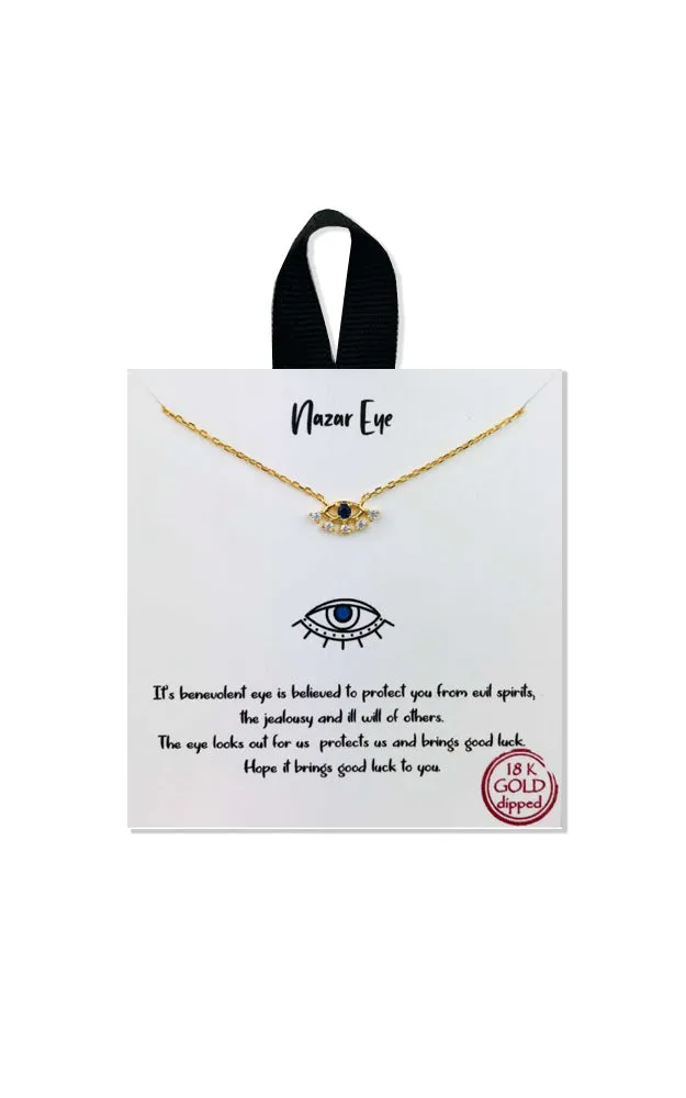 BJNA065GDSAP Gold "Nazar Eye" Sapphire Pendant Necklace