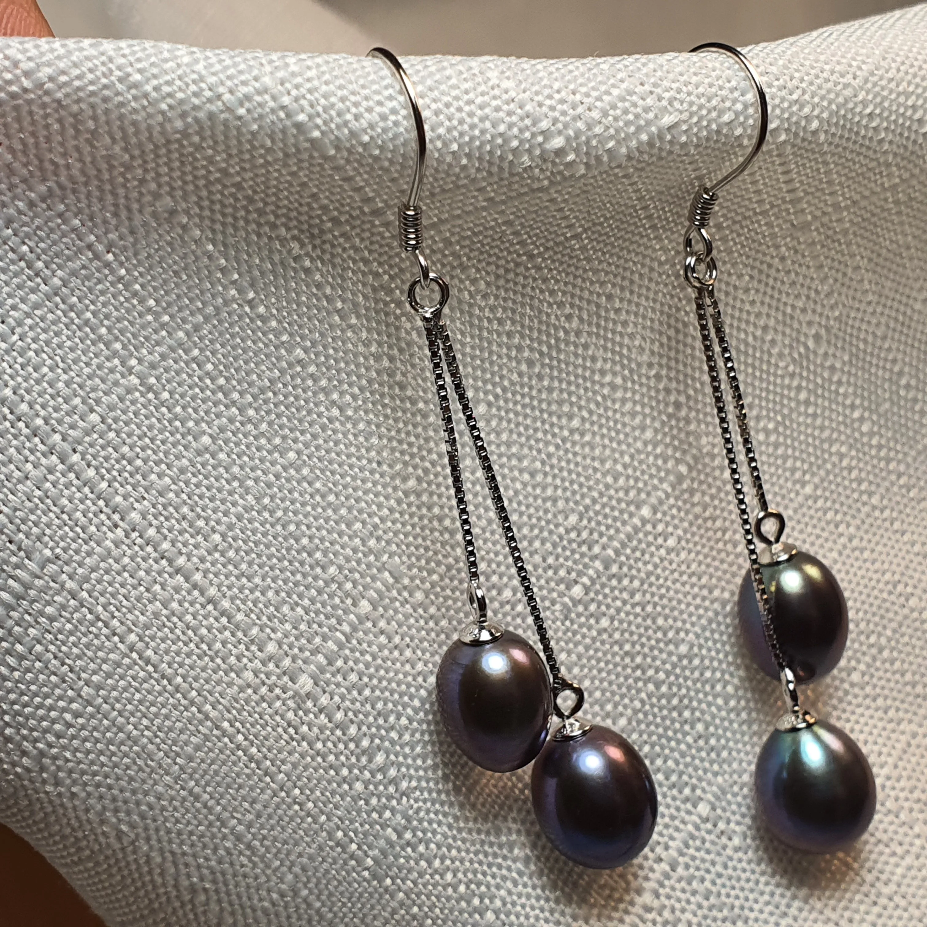 Black Freshwater Pearl, Sterling Silver