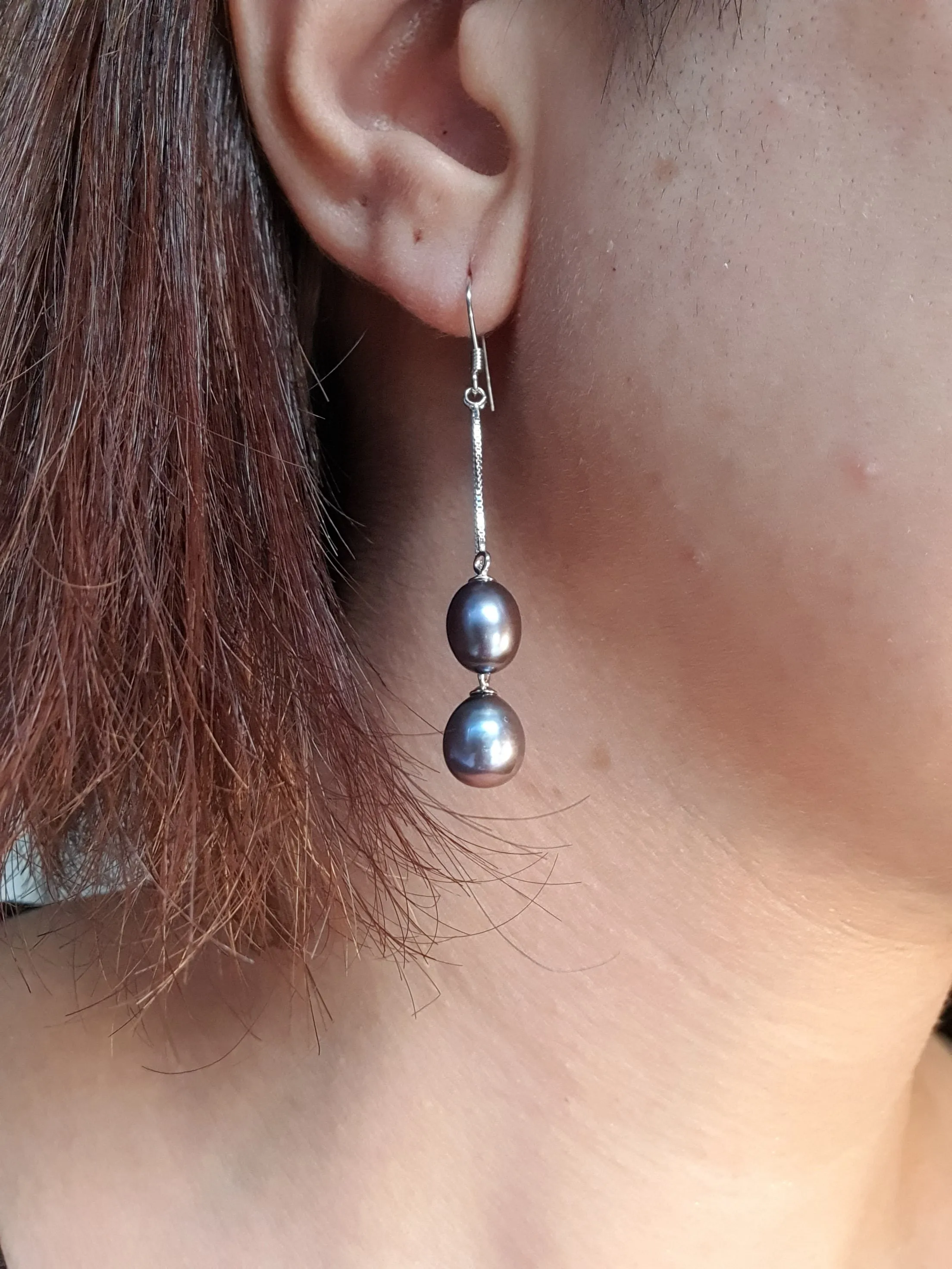 Black Freshwater Pearl, Sterling Silver