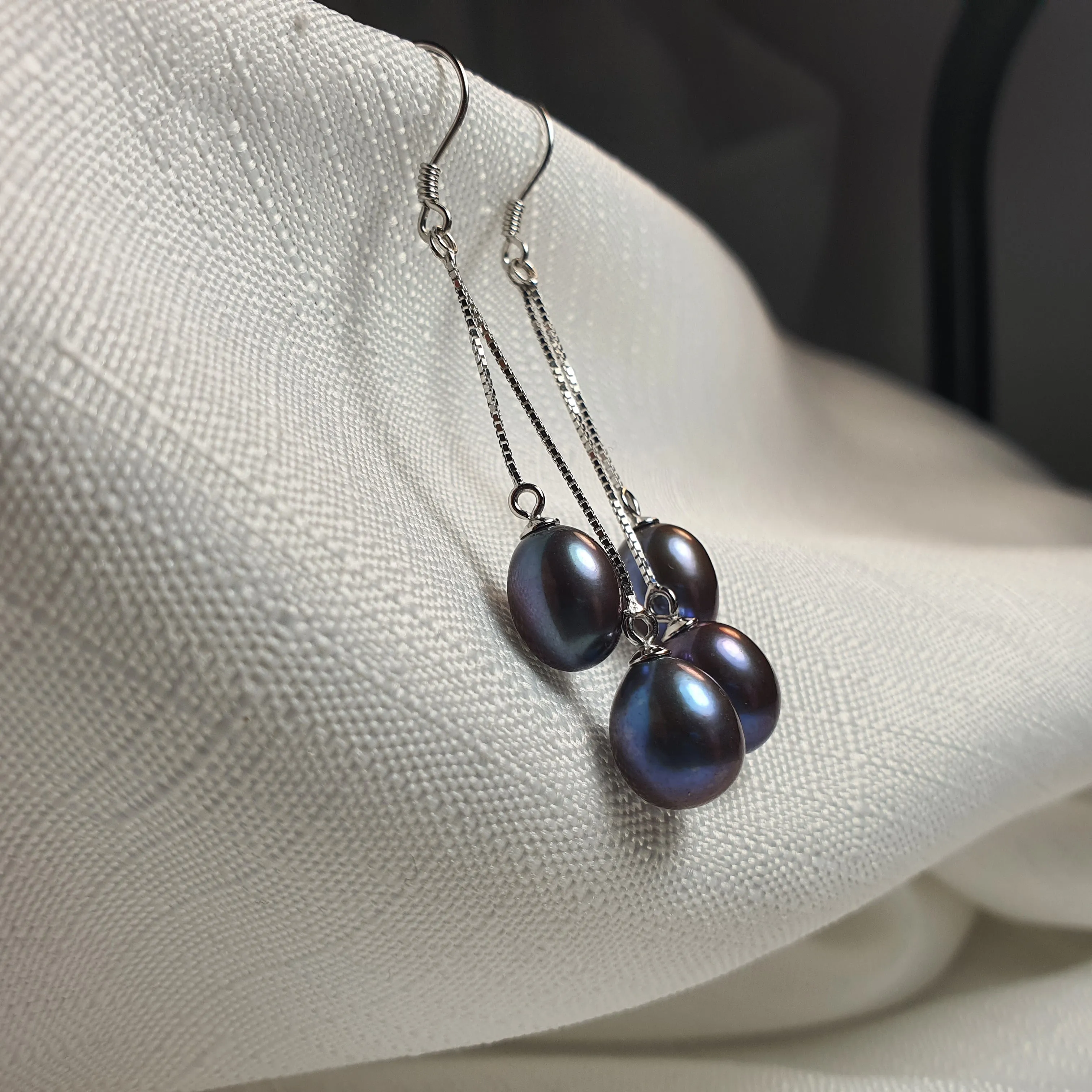 Black Freshwater Pearl, Sterling Silver