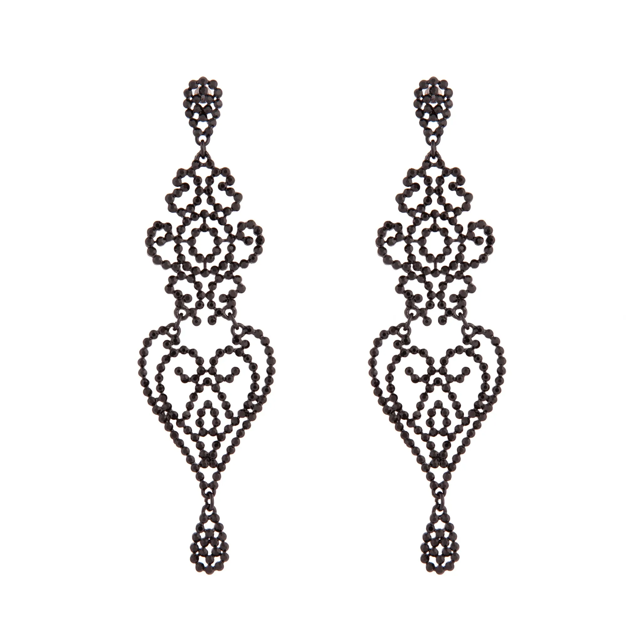 Black Jewelled Chandelier Drop Earring