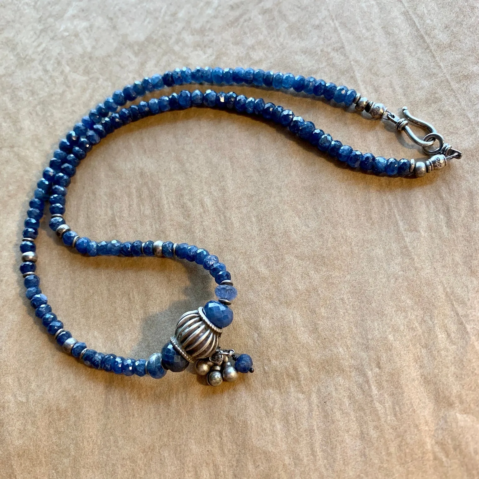 Blue Sapphire & India Silver Necklace