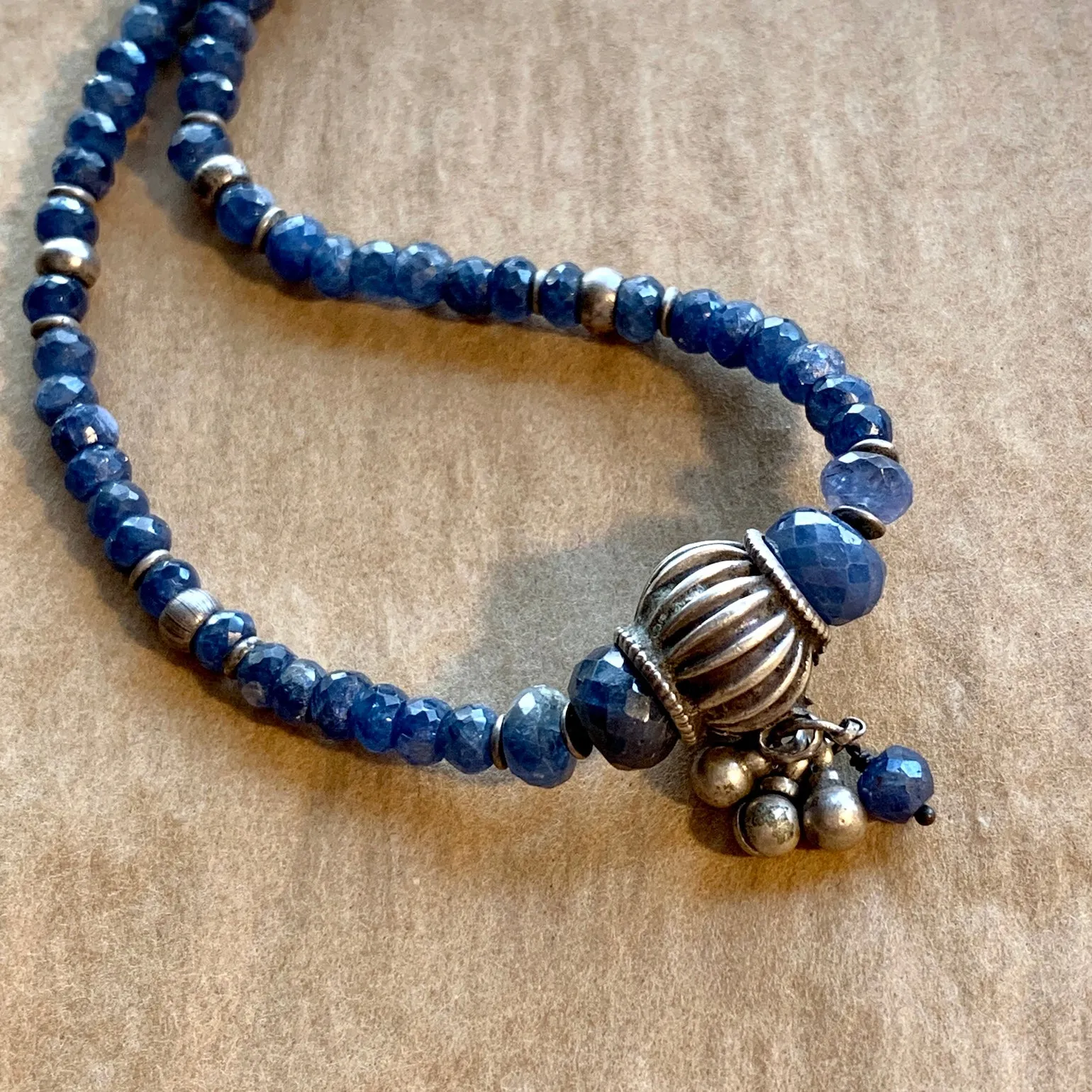 Blue Sapphire & India Silver Necklace