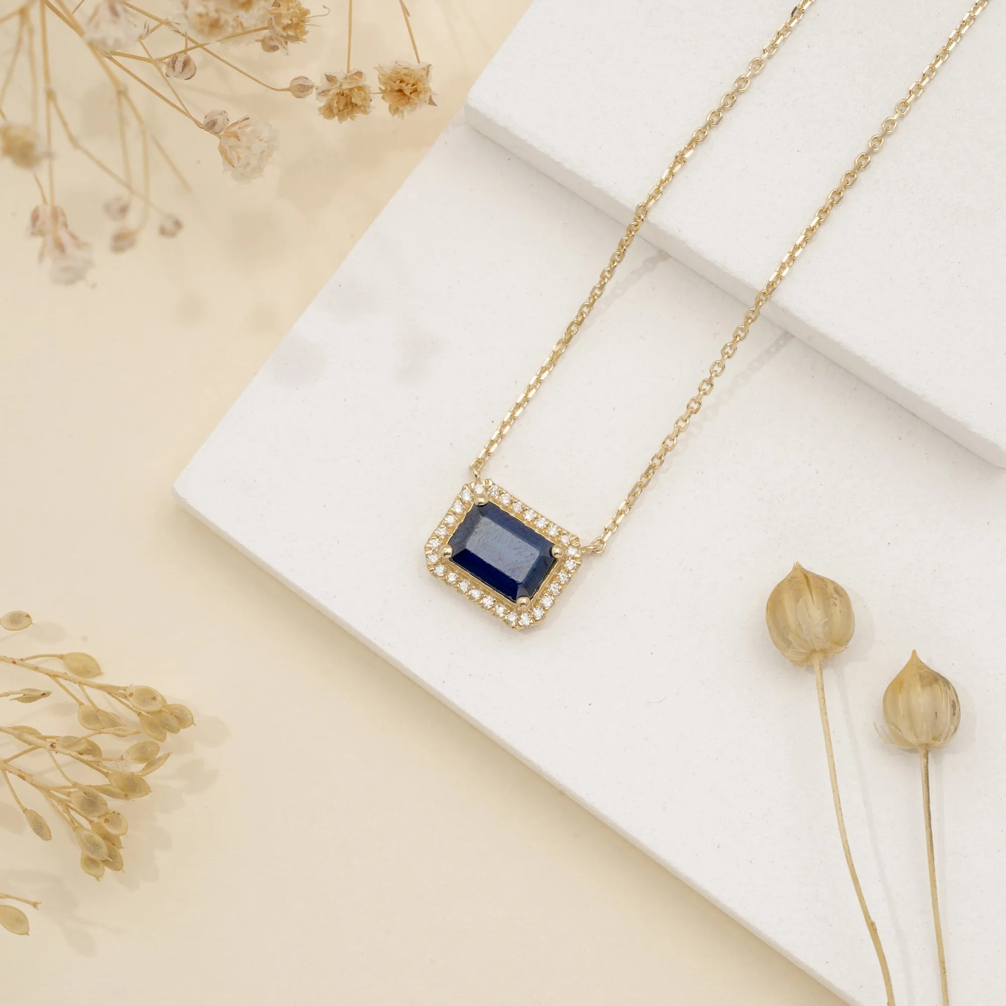 Blue Sapphire Diamond Necklace, Juliet