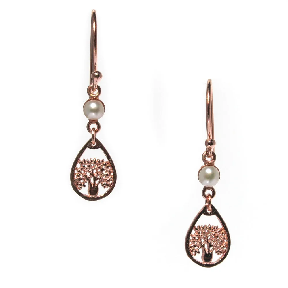 Boab Pearl Dew Drop Earrings Rose Gold