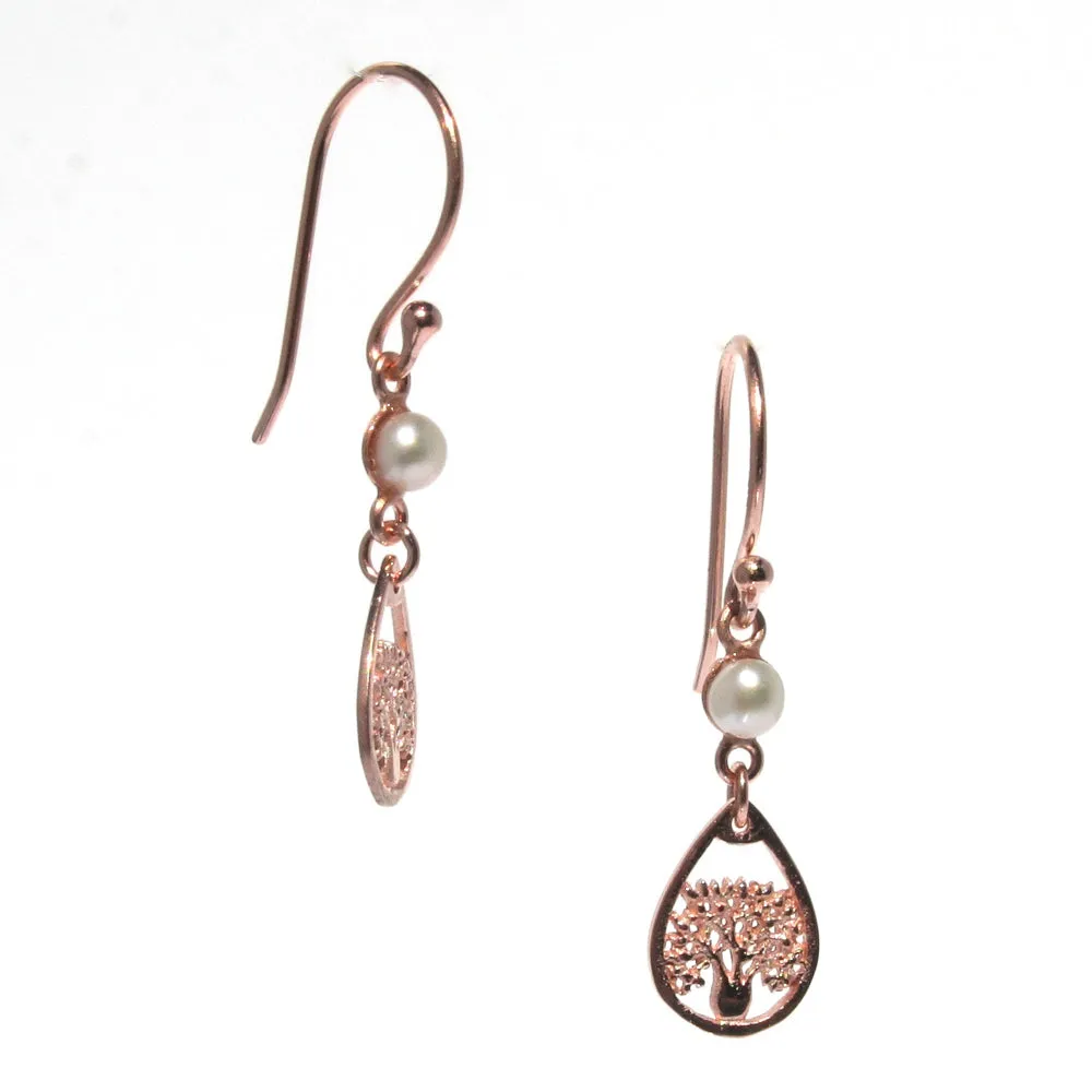 Boab Pearl Dew Drop Earrings Rose Gold