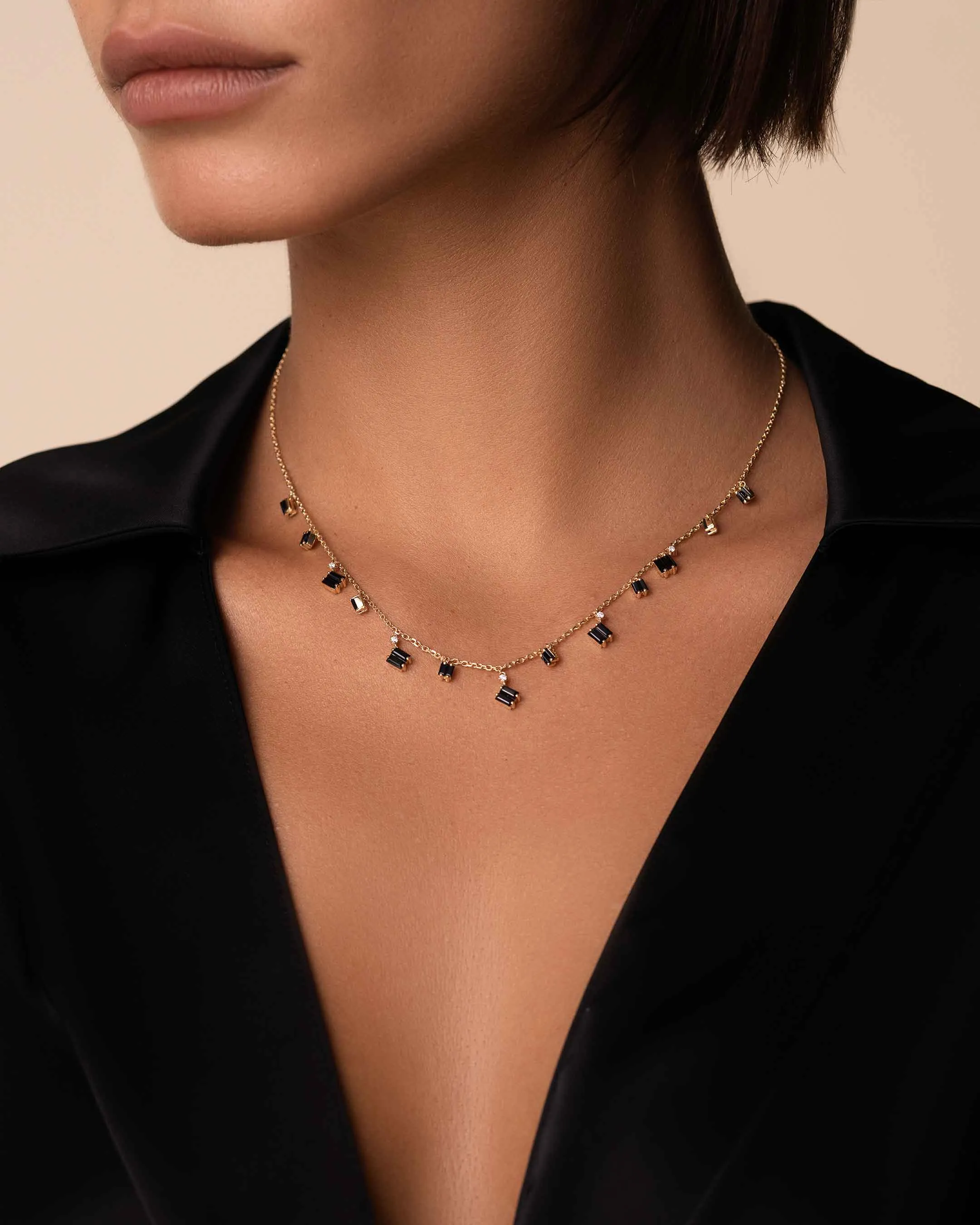 Bold Black Sapphire Cascade Necklace